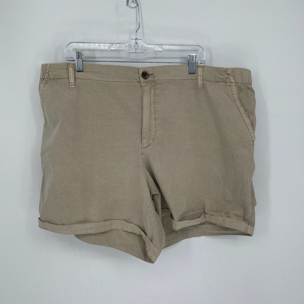 Old Navy Women's Tan Chino Stretch Twill Elastic Waist Cuffed Shorts Size XXL